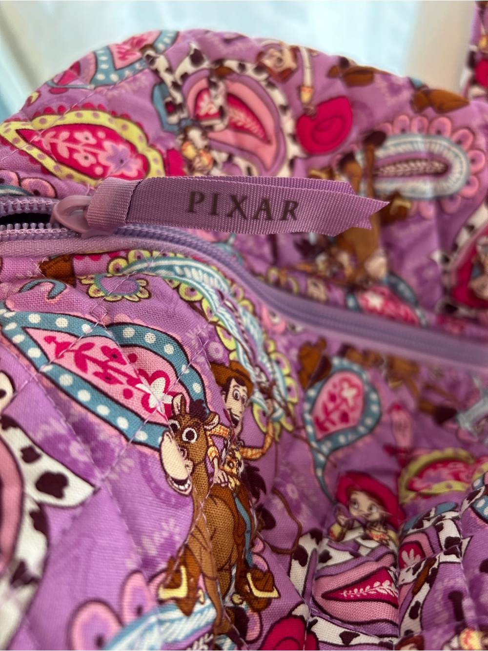 NWT Disney Pixar Toy Story Rodeo Paisley Purple Large Duffel Bag - Picture 7 of 10